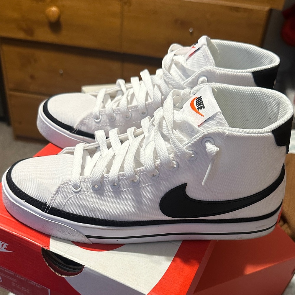 Nike White and Black Canvas High-Tops